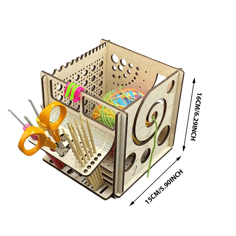 All-in-One-Garnschale aus Holz – multifunktionales Strickwerkzeug