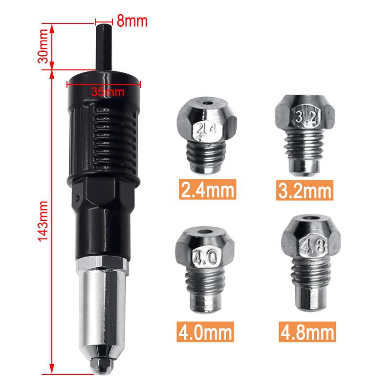 Professionelles Nietpistolen-Adapter-Kit mit 4 Stk