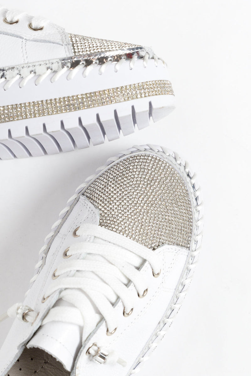 SNEAKERS AUS DIAMOND SILVER LEDER